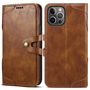 SUTENI 234 Series Business Style Button Closure TPU+PU Leather Wallet Phone Shell with Stand Flip Phone Cover for iPhone 13 Pro 6.1 inch