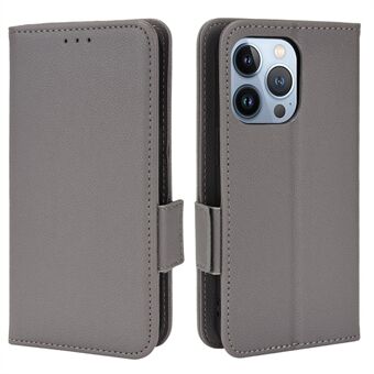 Litchi Texture Protective PU Leather Wallet Case Inner TPU Magnetic Closure Flip Stand Phone Cover for iPhone 13 Pro 6.1 inch