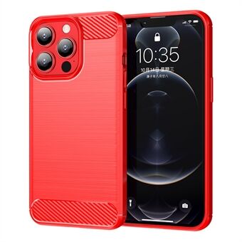 1.8mm Carbon Fiber Brushed Texture Flexible TPU Anti-drop Phone Back Case Cover for iPhone 13 Pro 6.1 inch