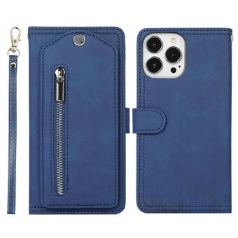 For iPhone 13 Pro 6.1 inch Rotating Zippered Pocket Hidden Card Slots Wallet Stand Design PU Leather Phone Case Cover