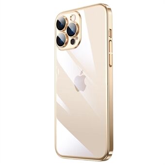 For iPhone 13 Pro 6.1 inch Electroplated Edge Hard PC Clear Case Camera Protection Shockproof Anti-Fall Phone Cover