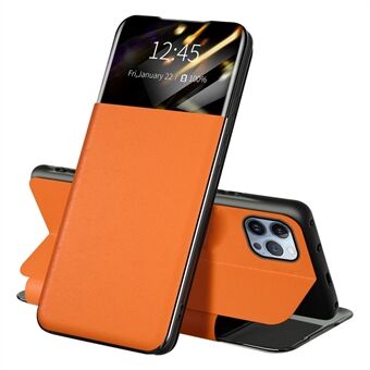 For iPhone 13 Pro 6.1 inch View Window PU Leather Stand Cover Card Slot Flip Folio Phone Case