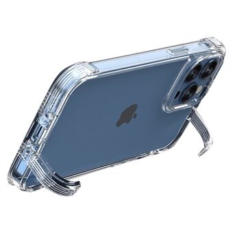 For iPhone 13 Pro 6.1 inch Anti-yellowing Clear Phone Case PC + TPU Anti-drop Cover with Hidden Corner Kickstand