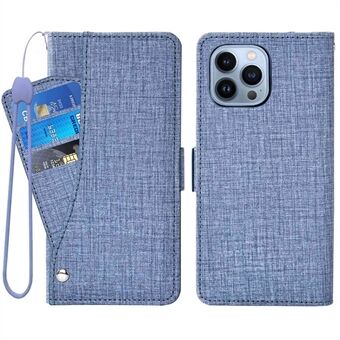 For iPhone 13 Pro 6.1 inch Jean Cloth Texture Leather + TPU Protective Phone Case Wallet Style Rotating Card Slot Design Cover with Stand