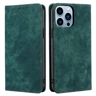 For iPhone 13 Pro 6.1 inch Shockproof Magnetic Phone Cover PU Leather Flip Wallet Case Stand with RFID Blocking Function