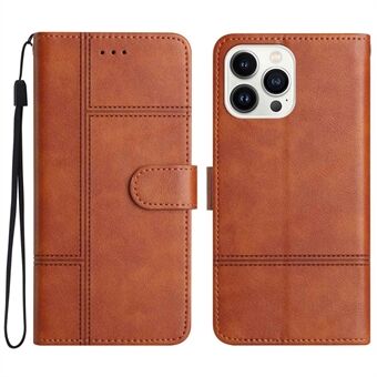 Phone Wallet Case For iPhone 13 Pro 6.1 inch, Business Style Cowhide Texture PU Leather Folio Flip Phone Cover Stand with Strap