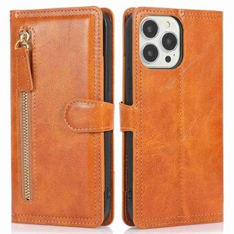 Zipper Pocket Phone Cover For iPhone 13 Pro 6.1 inch, Full Protection PU Leather Phone Flip Wallet Case Stand