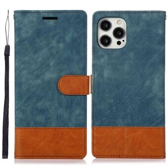 Drop-proof Phone Case for iPhone 13 Pro 6.1 inch, Skin-friendly Phone Flip Leather Wallet Cover with Hand Strap