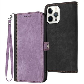 YX0020 Smart Phone Case for iPhone 13 Pro 6.1 inch Bump Proof PU Leather Stand Dual Magnetic Clasp Phone Cover Shell with Strap