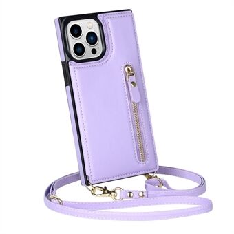 Wallet Phone Case for iPhone 13 Pro 6.1 inch Anti-Scratch Protective Case TPU PU Leather Shockproof Cover with Zippered Pouch / Shoulder Strap