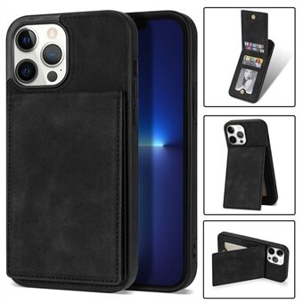 Back Cover for iPhone 13 Pro 6.1 inch, Solid Color Vertical Flip Kickstand Phone Case RFID Blocking PU Leather Coated TPU Shell with Multiple Card Slots