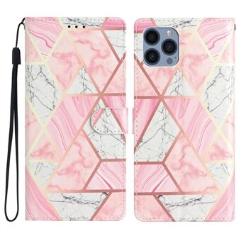 For iPhone 13 Pro 6.1 inch Pattern Printing PU Leather Magnetic Flip Cover Stand Bookstyle Wallet Phone Case with Strap