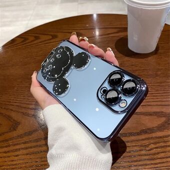 Protective Case for iPhone 13 Pro 6.1 inch Cartoon Mouse Hidden Kickstand Electroplating TPU Back Cover with Lens Film