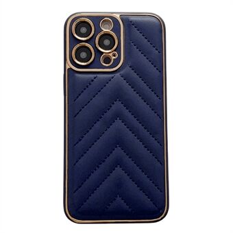 For iPhone 13 Pro 6.1 inch V-Shape Stitching Line Decor PU Leather Coated TPU Scratch-resistant Phone Case Electroplating Cell Phone Cover