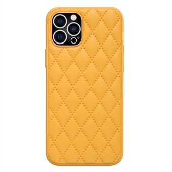 Back Case for iPhone 13 Pro 6.1 inch, Bump Proof Rhombus Texture PU Leather+TPU Anti-scratch Phone Cover Shell