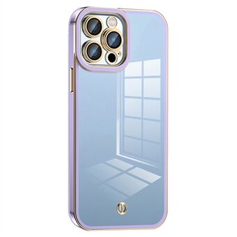 For iPhone 13 Pro 6.1 inch Transparent TPU Cover Airbag Design Electroplated Back Case with Plastic Lens Film