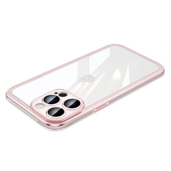 For iPhone 13 Pro 6.1 inch Electroplating Frame Phone Case TPU+PC Phone Cover with Camera Protection and Rhinestone Decor