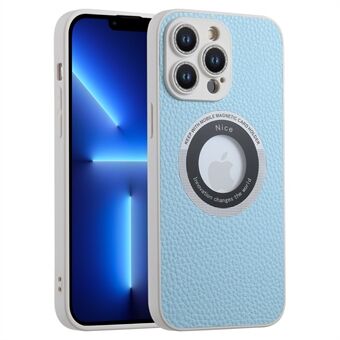 For iPhone 13 Pro Magnetic Phone Case Compatible with MagSafe Glitter Glass Lens Protector Leather+TPU Cover