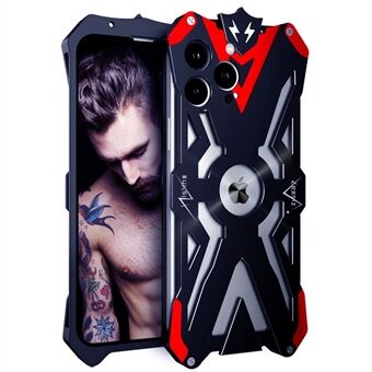 For iPhone 13 Pro Tough Armour Rugged Case Aluminum Alloy Metal Phone Cover - Black / Red