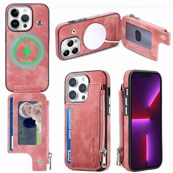 Shockproof Case for iPhone 13 Pro 6.1 inch Zippered Wallet Magnetic Phone Shell PU Leather TPU Phone Cover