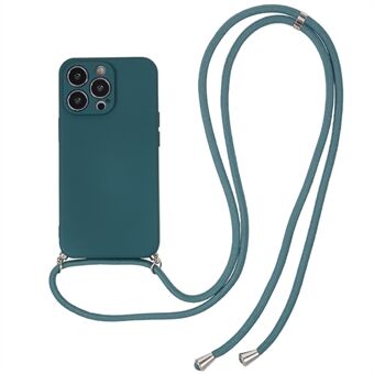 Rubberized TPU Phone Case for iPhone 13 Pro , Fiber Lining Anti-scratch Phone Cover with Long Lanyard