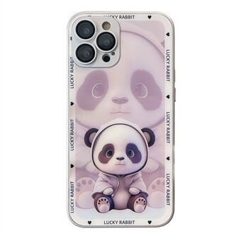 For iPhone 13 Pro Tempered Glass+TPU Anti-Scratch Phone Case Shadow Panda Pattern Printing Cover with Lens Film