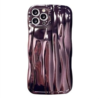 Back Case for iPhone 13 Pro 6.1 inch Electroplating Wave Texture Soft TPU Cell Phone Cover