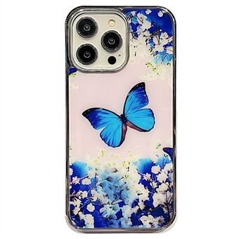 For iPhone 13 Pro 6.1 inch IMD Flower Pattern Anti-drop Phone Case PC+TPU Electroplating Cover