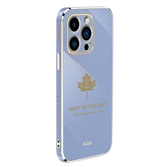 For iPhone 13 Pro 6.1 inch Straight Edge 6D Electroplated Phone Cover Maple Leaf Glossy TPU Case