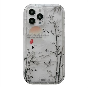 Back Shell for iPhone 13 Pro 6.1 inch Bamboo Forest Ink Painting TPU Cover Transparent Phone Case