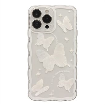 For iPhone 13 Pro TPU Phone Case Butterfly Pattern Wavy Edge Transparent Phone Cover