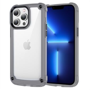 For iPhone 13 Pro 6.1 inch Skin-touch PC+TPU Phone Case Alloy Lens Frame Clear Cover