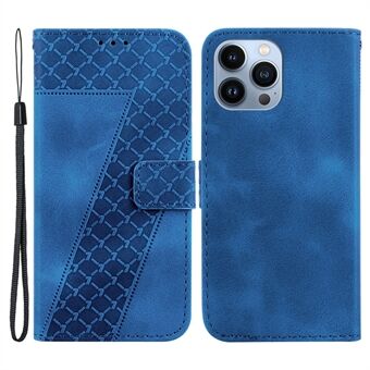 For iPhone 13 Pro 6.1 inch PU Leather Wallet Case 7-Shape Imprinted Phone Cover with Stand