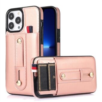 Kickstand Phone Case for iPhone 13 Pro 6.1 inch , Card Slots Retro PU Leather Coated TPU Cover