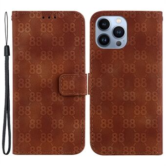 For iPhone 13 Pro 6.1 inch Flip Stand Wallet Phone Cover Double 8-Shape Imprinted Leather Case