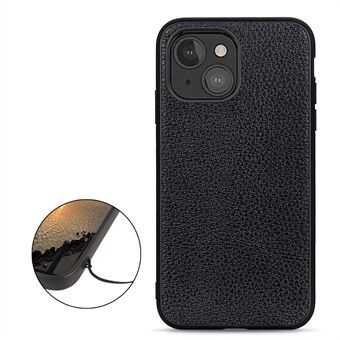 Litchi Skin Genuine Leather Back Case Mobile Phone Cover for iPhone 13 mini 5.4 inch