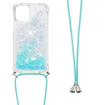 Anti-fall Quicksand Shiny Glitter Mobile Phone TPU Cover with Lanyard for iPhone 13 mini 5.4 inch