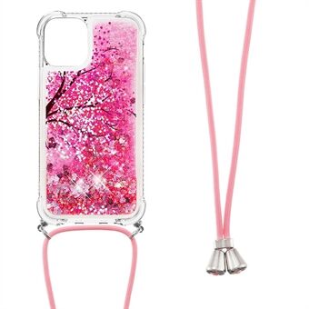 Quicksand Glitter TPU Liquid Flowing Shockproof Bumper Cover with Strap for 	iPhone 13 mini 5.4 inch