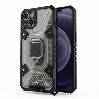 Full Protective Anti-fall PC+TPU Hybrid Case Magnetic Ring Kickstand Cover for iPhone 13 mini 5.4 inch