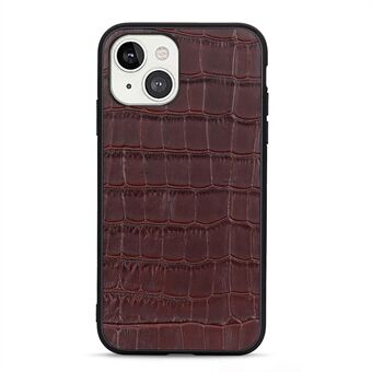 Crocodile Skin Genuine Leather Coated PC + TPU Combo Phone Back Case for iPhone 13 mini 5.4 inch