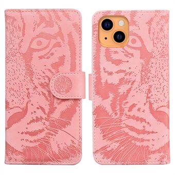 Anti-scratch Pure Color Tiger Imprint Pattern Leather Moblie Phone Cover Case for iPhone 13 mini 5.4 inch