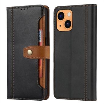 For iPhone 13 mini 5.4 inch Business Style Outer Card Holder Leather Wallet Case Phone Cover with Stand