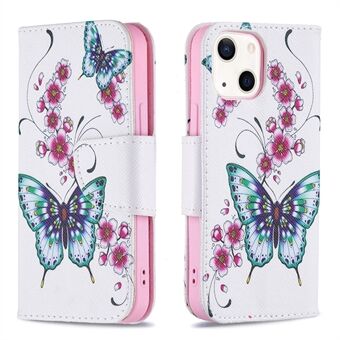 Pattern Printing PU Leather Shockproof Protective Wallet Cover with Magnetic Stand for iPhone 13 mini 5.4 inch