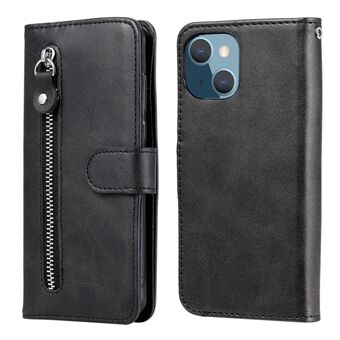 Drop-resistant Zipper Pocket Leather Wallet Phone Shell for iPhone 13 mini 5.4 inch