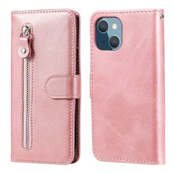 Drop-resistant Zipper Pocket Leather Wallet Phone Shell for iPhone 13 mini 5.4 inch