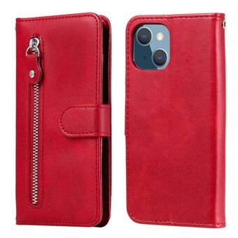 Drop-resistant Zipper Pocket Leather Wallet Phone Shell for iPhone 13 mini 5.4 inch