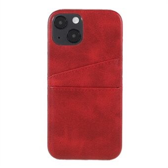 All-round Protected Leather Coated PC Back Phone Cover with Double Card Slots for iPhone 13 mini 5.4 inch