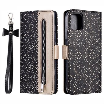 Full Protective Anti-drop Zipper Wallet Lace Leather Case for iPhone 13 mini 5.4 inch