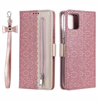 Full Protective Anti-drop Zipper Wallet Lace Leather Case for iPhone 13 mini 5.4 inch