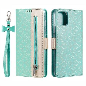 Full Protective Anti-drop Zipper Wallet Lace Leather Case for iPhone 13 mini 5.4 inch